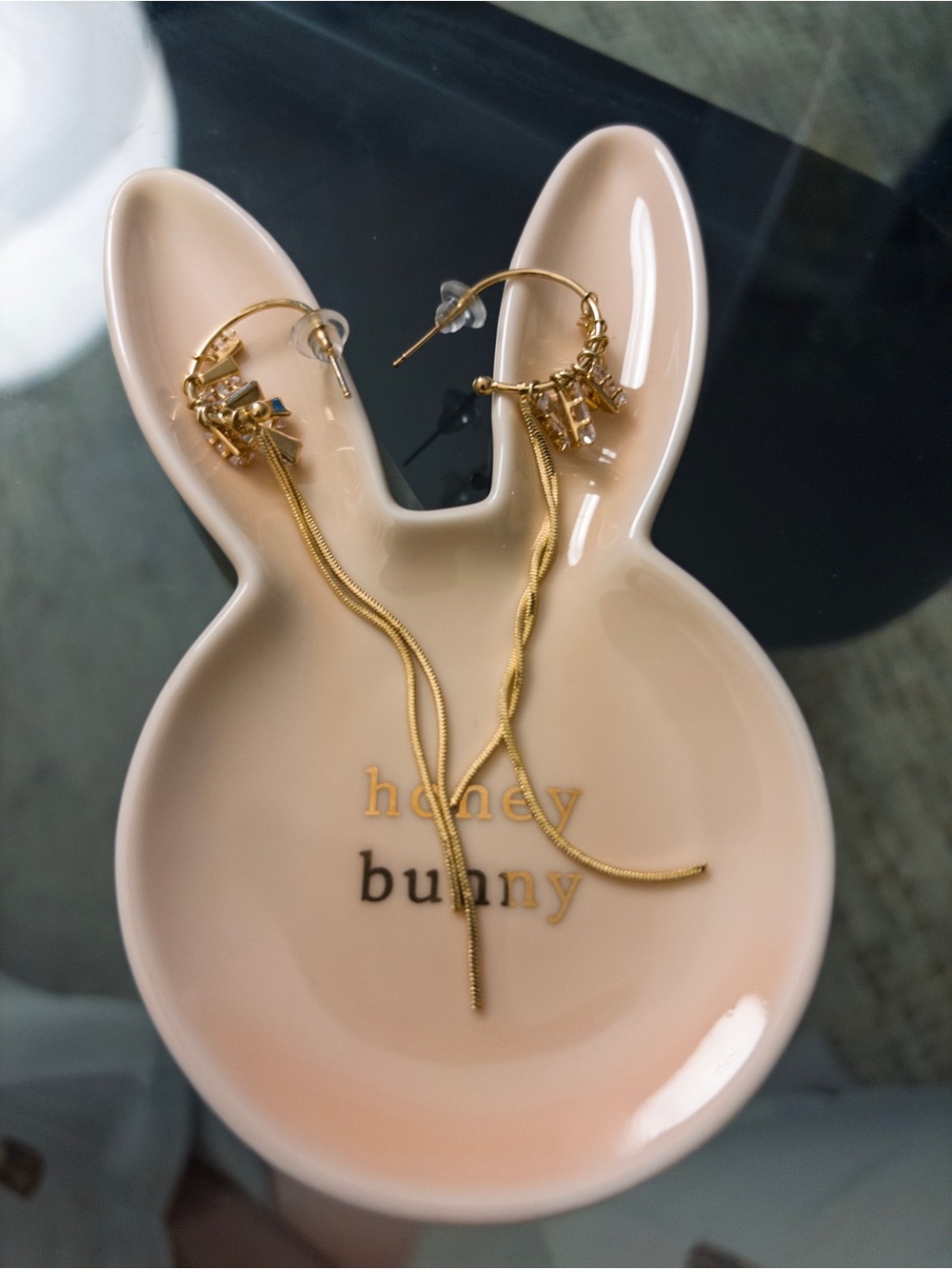 Gold Drop Chain Hoop Earrings - Honey Bunny